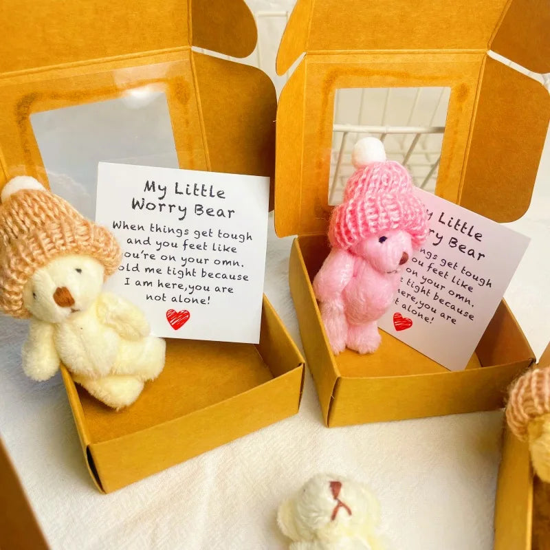 My Little Worry Bear Pocket Hug with Greeting Card – Adorable Plush Teddy Bear Gift for Weddings, Christmas, Comforting Keepsake