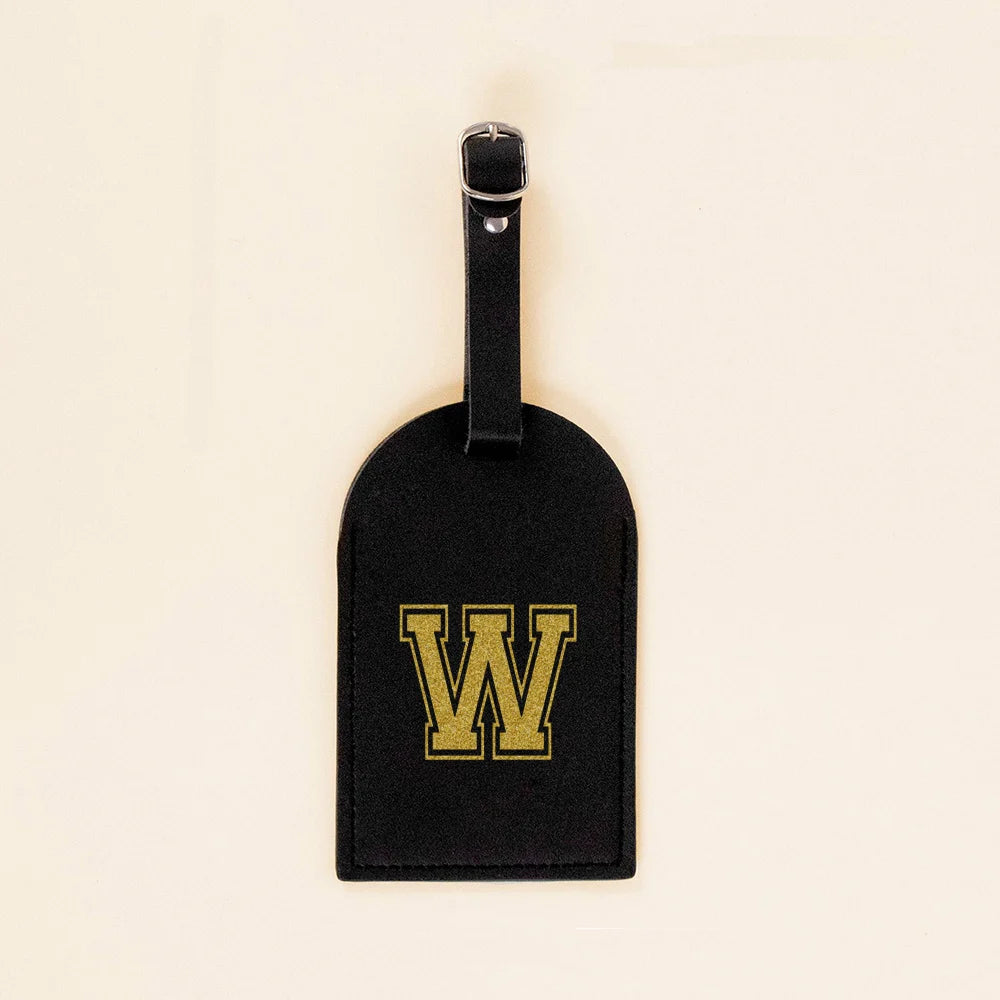 Vintage Initial Print Women PU Leather Luggage Tag Suitcase Label Baggage Boarding Bag Tags Travel Neceser Accessorie Best Gift