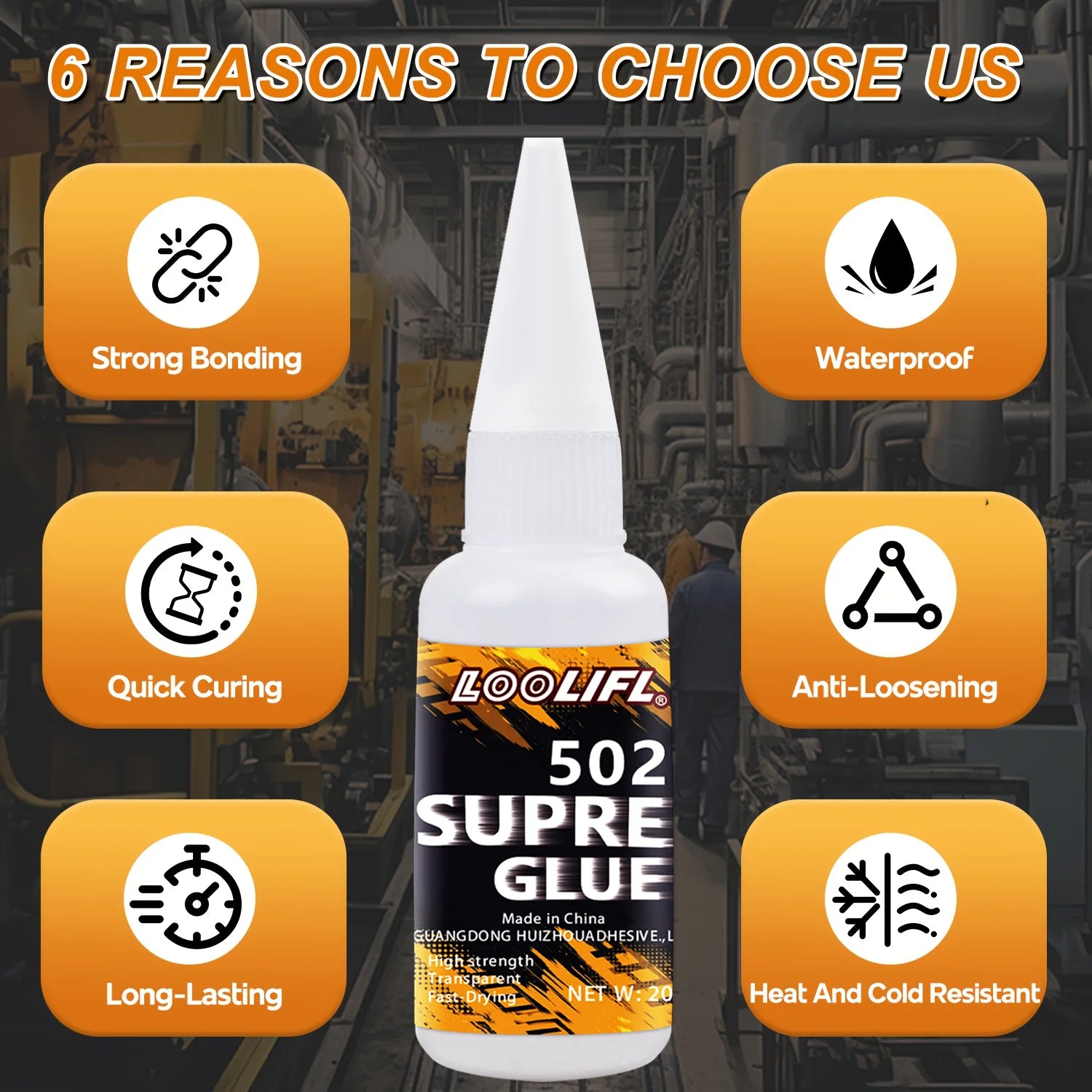 LOOLIFL1-7pcs Quick-drying 502 Super Glue Instant Cyanoacrylate Adhesive Leather Rubber Wood Metal Strong Bond Liquid Glue Tool