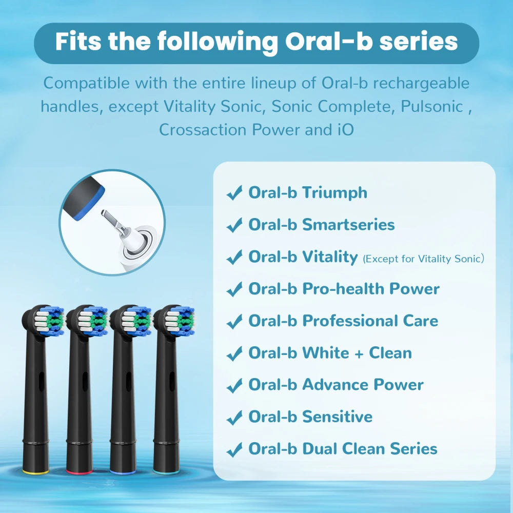 Clear Toothbrush Protective Box and 4 Replacement Brush Heads Compatible with Oral B Electric Toothbrush, for Pro 1000/100/7000