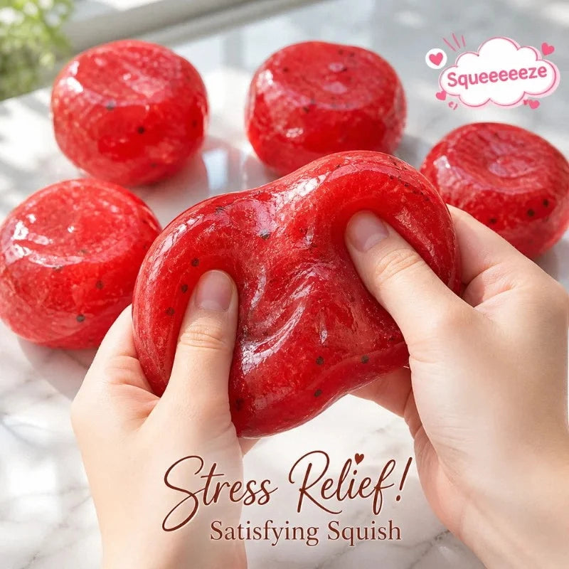 Squishy Handmade Watermelon Slush Toy Soft, Slow-Rebound Stress Relief Squeezy Toy Realistic Fruit Model Adult Gift