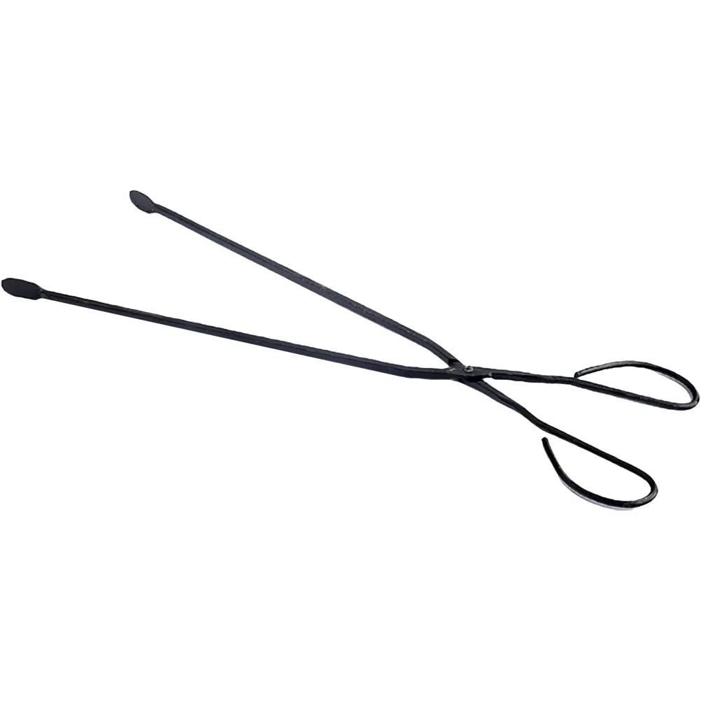 Coal Extended Fire Tongs Campfire Accessories Camping Grey Iron Fireplace Heavy Duty