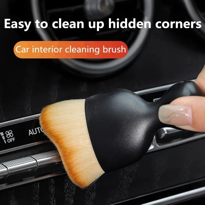 Car Interior Cleaning Brush Conditioner Air Outlet Soft Fur Clean Brushes with Shells Crevice Dust Removal Detailing Brush Tools