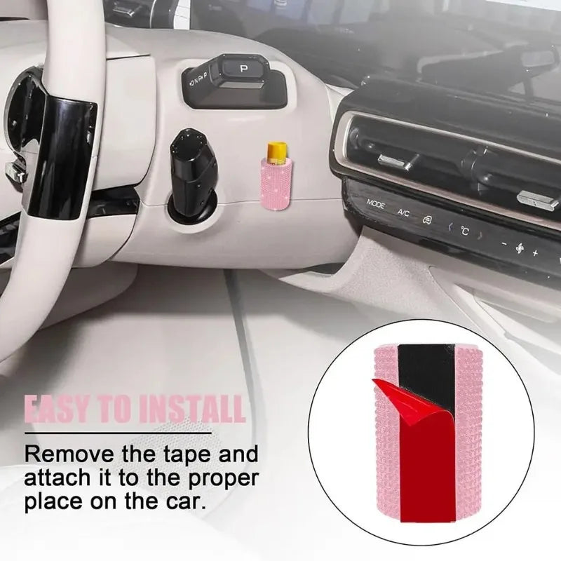 NEW Rhinestone Car Chapstick Holder Silicone Sparkling Lip Balm Bling Cosmetic Storage Car Interior Accessories