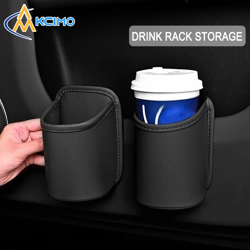 Car Door Cup Holder PU Leather Automotive Black Drink Rack Storage Bin Auto Back Seat Cup Holder Organizer For Car Accessories