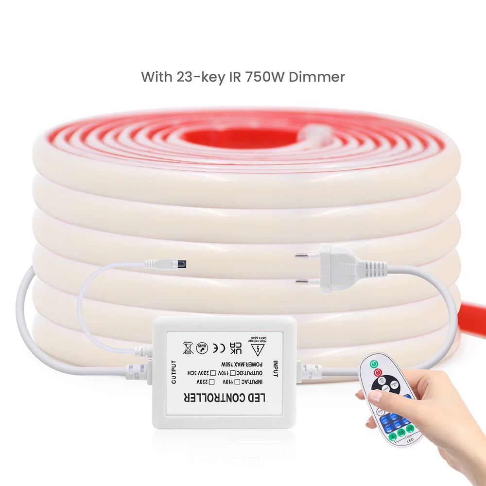 220V Bluetooth WIFI COB Neon LED Strip Light With Adhesive Tape 23key Remote Control Power Kit 288LED Waterproof Flexible Ribbon