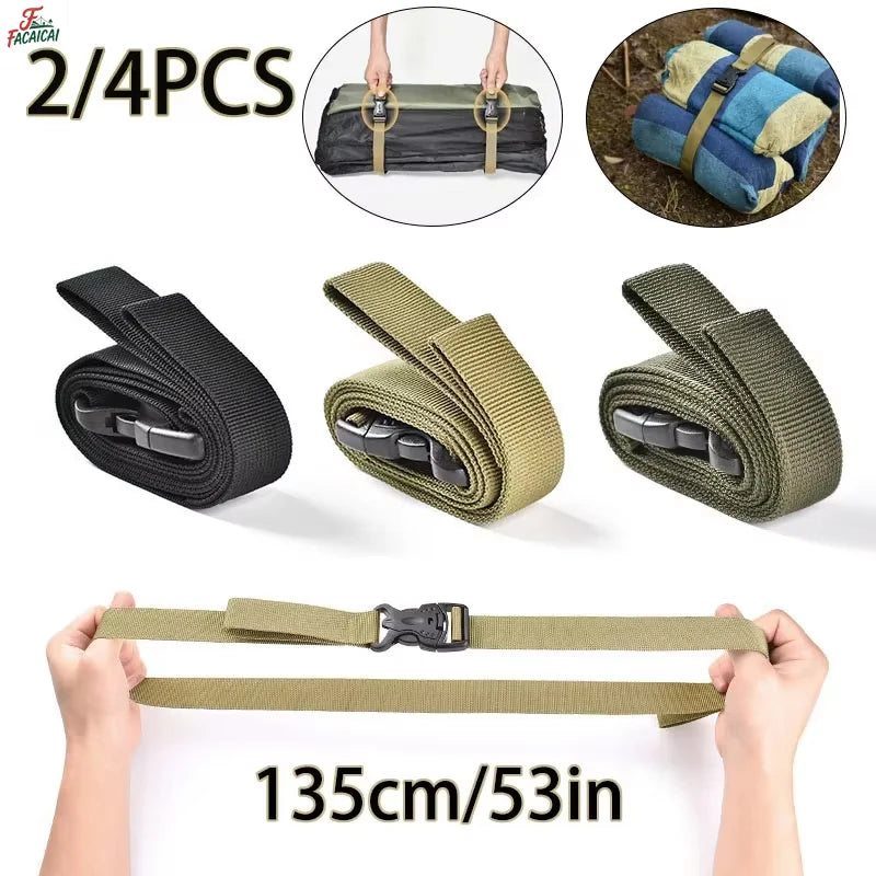 2/4Pcs Outdoor Travel Tied Belt Durable Nylon Cargo Tie Down Luggage Lash Belts Strap Camping Hiking Cargo Storage Straps Buckle