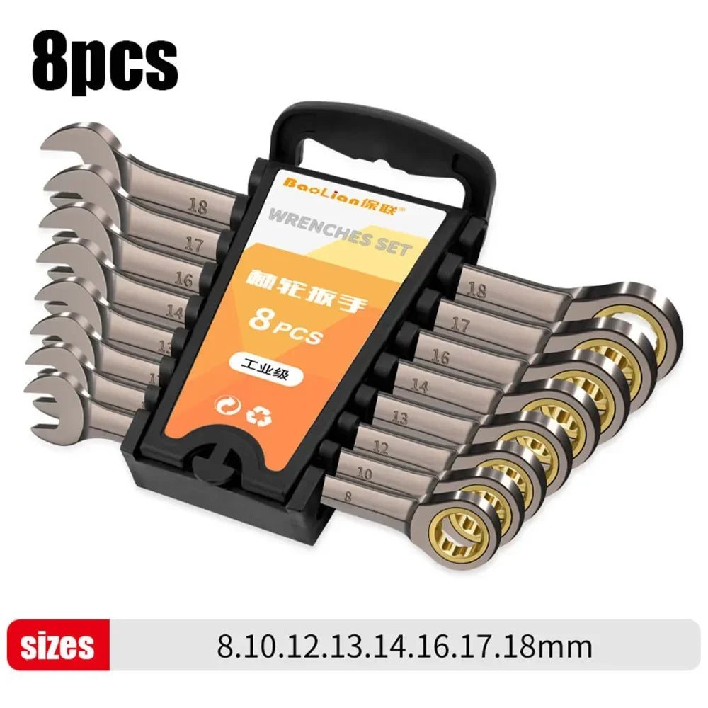 Automotive Repair Ratchet Wrench Quick and Labor-saving Industrial Grade Extended Opening Small Board Double End Tool Set