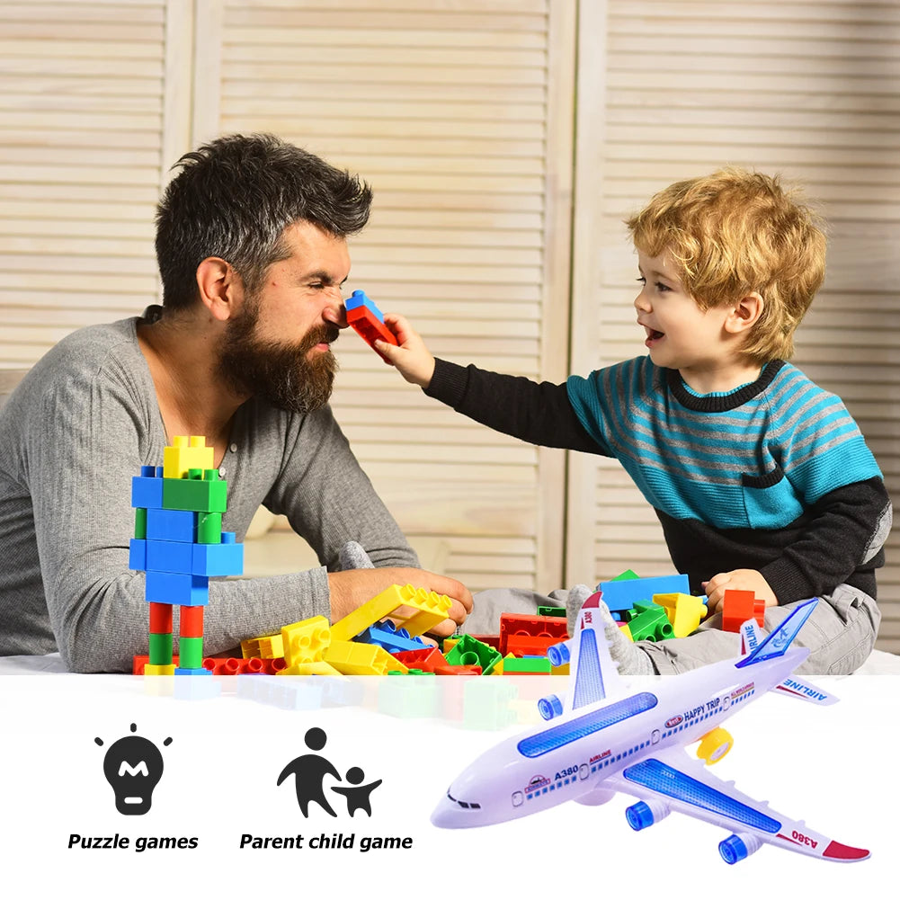 Universal Moving Gears Plane Toy with Light Sound Effect Toy Aircraft Boys Girls Birthday Christmas Gift for Kids