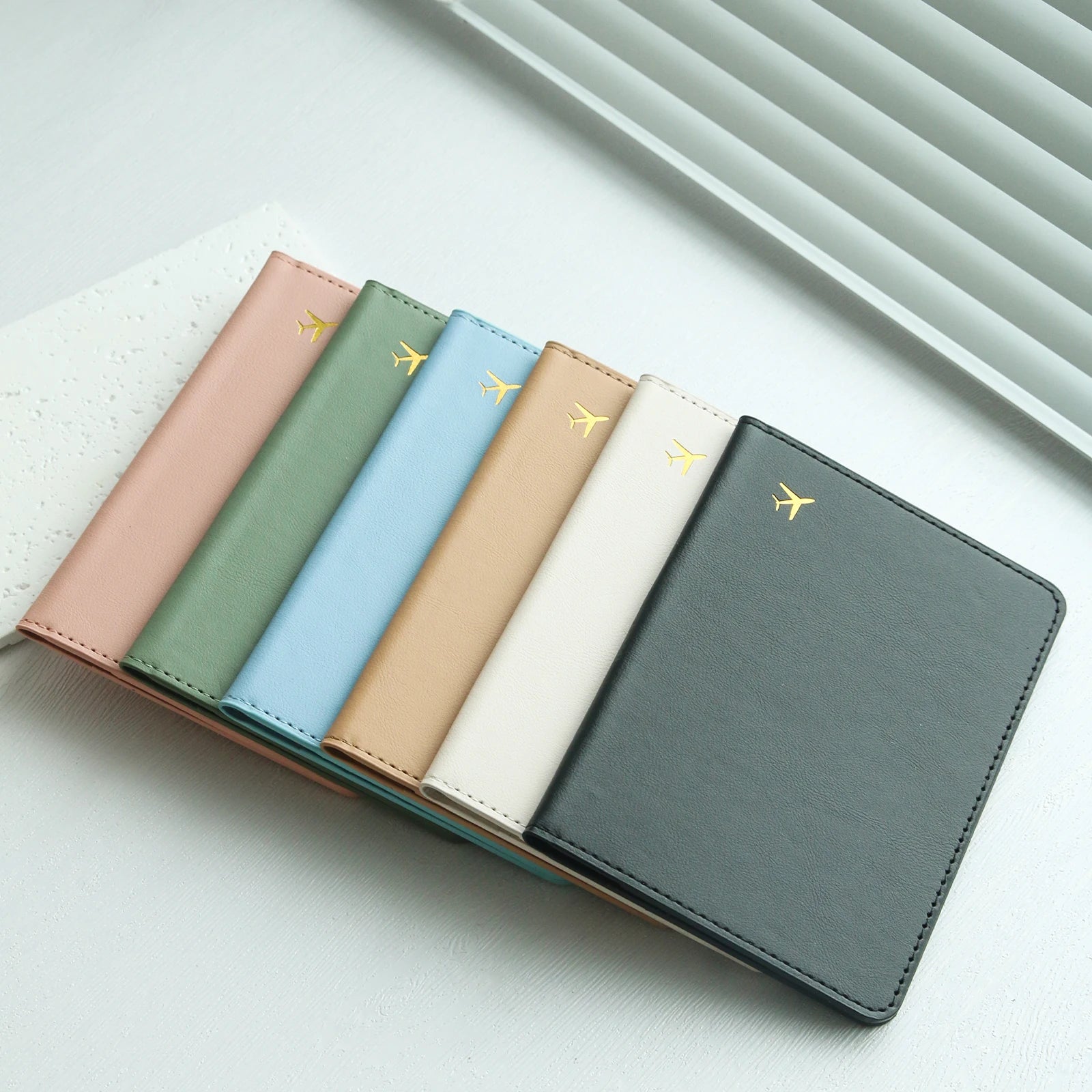 1pc Pure Chic Passport Wallet Faux Leather Lightweight Waterproof Rfid Blocking Slim Vaccine Card Holder Travel Essentials