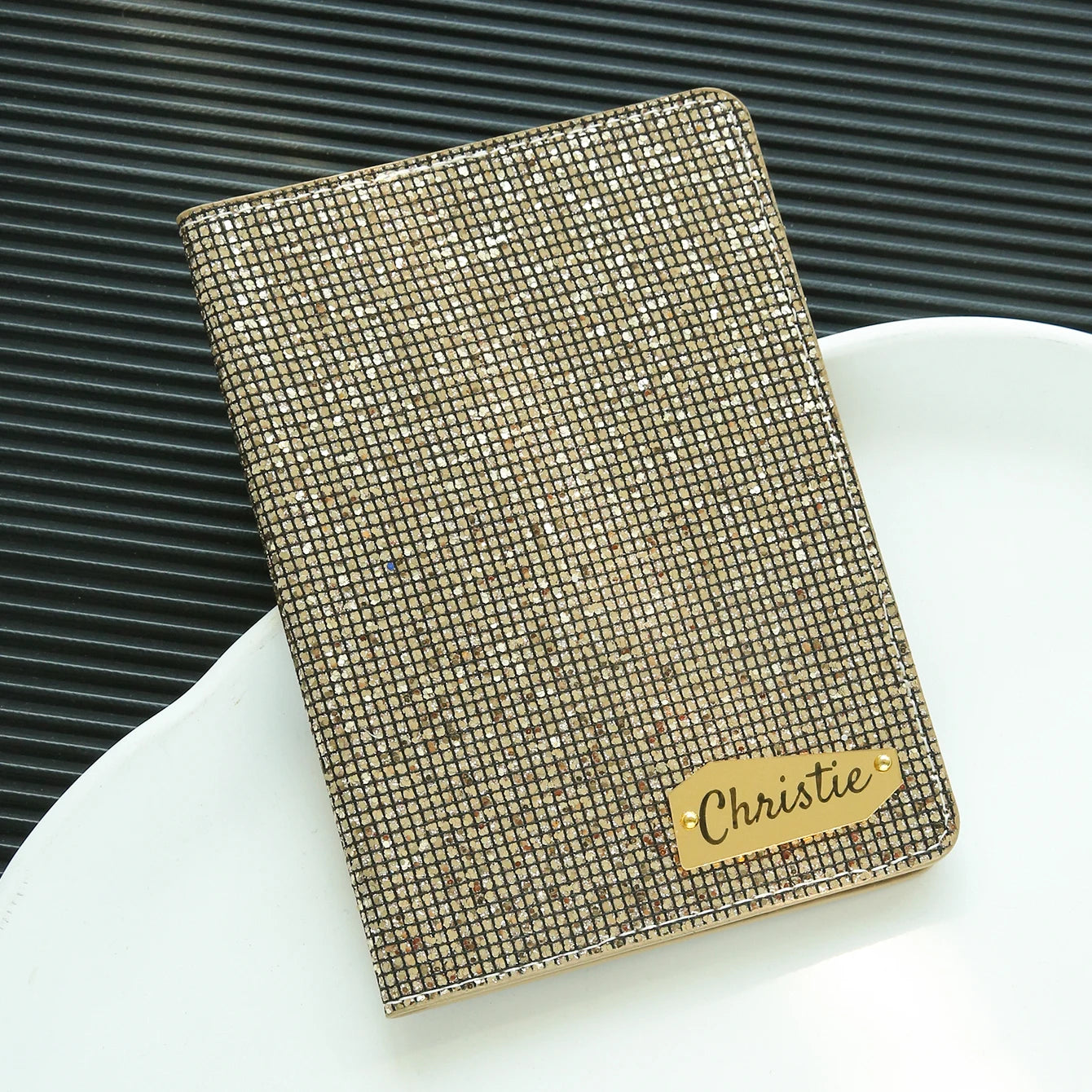 Personalized Name Passport Holder with Disco Ball Sequins Custom Unique Passport Holder with Shiny Mirror Name Tag Travel Gift