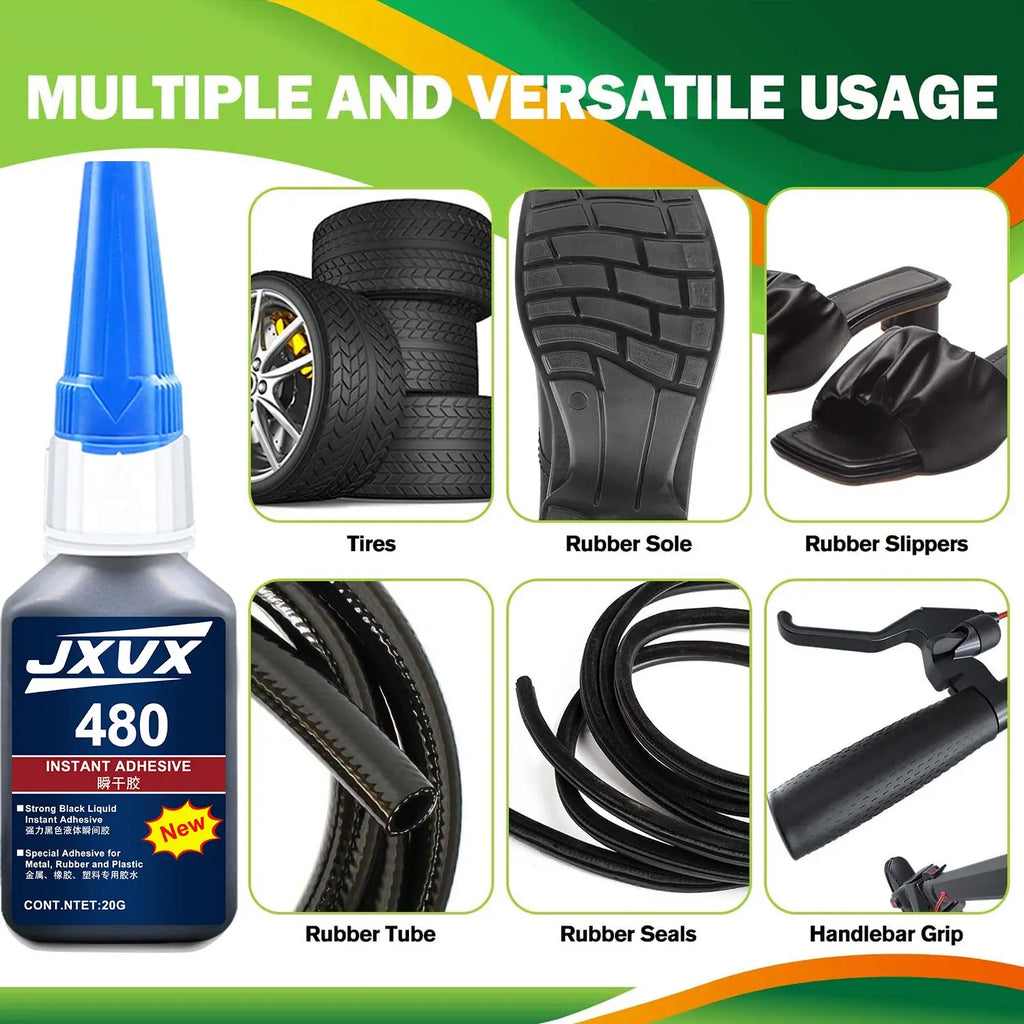 JXVX 1-3pcs 480 Black Super Glue Instant Quick-drying Black Cyanoacrylate Adhesive Leather Rubber Tyre, plastic Strong Bond Liquid Glue Tool,with distribution.