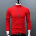 2026 Autumn Winter Men's High Neck T-shirt Slim Fit Fashion High Elastic Long Sleeve Cotton Casual Breathable Apparel Pullover