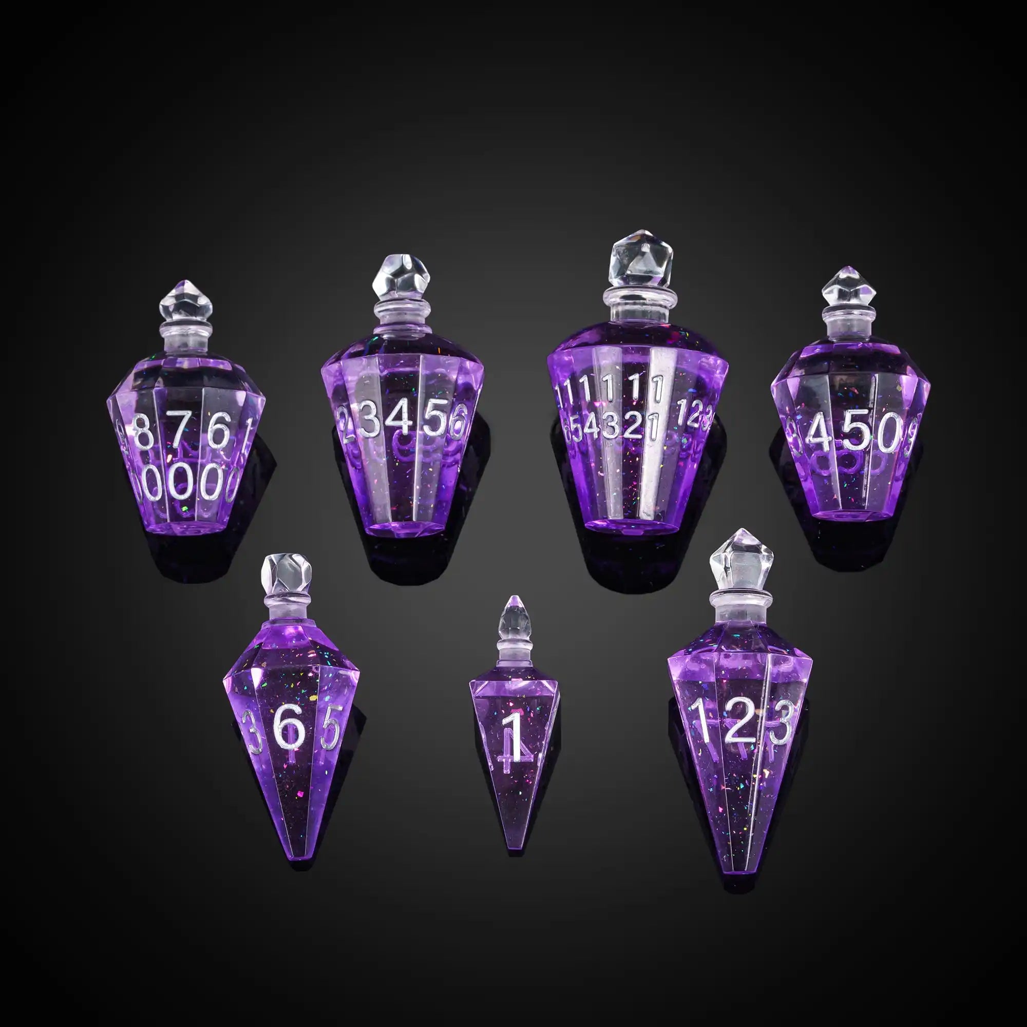 7 Potion Bottles Sharp Edges Dice DND New Style Polyhedral Dice Set Handcrafted D4-D20 for Role Playing Game Board Games TRPG