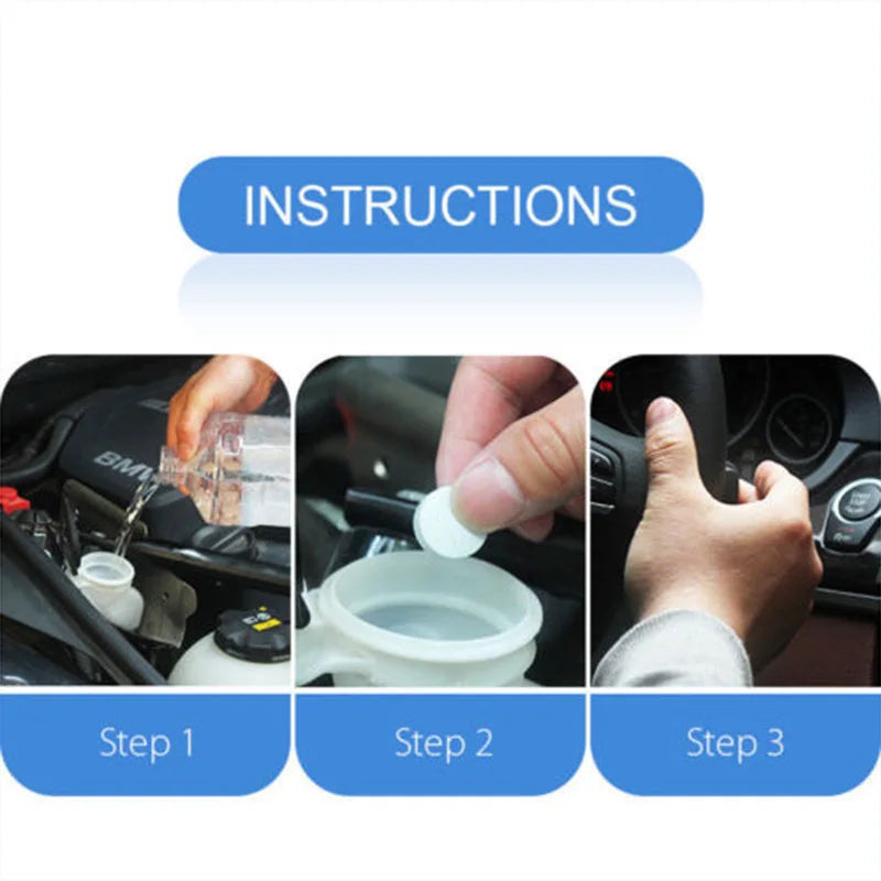 Automotive Glass Water Effervescent Tablets All-purpose Wiper Solid Wiper Ultra-concentrate for Deconfouling Vehicles In Summer