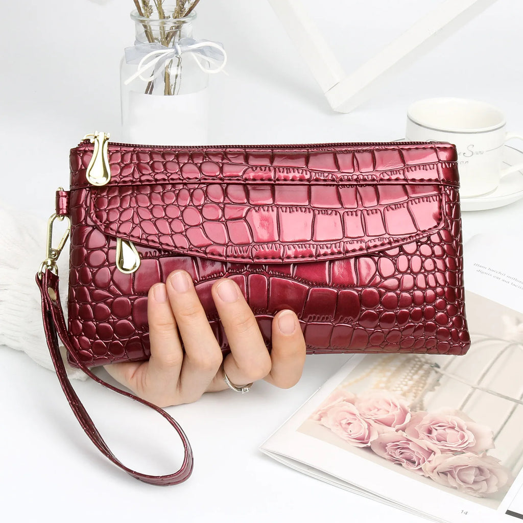 Fashion Shiny PU Leather Handbag Women Large Capacity Crossbody Bag PUrse Fashionable Elegant Evening Bag