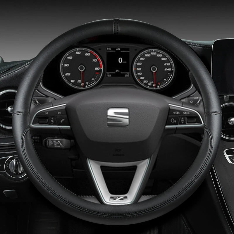 Microfiber Leather Car Steering Wheel Cover Non-Slip 38cm For Seat Tarraco Arona Ateca Ibiza Toledo Mii Leon Arosa Exeo ST FR