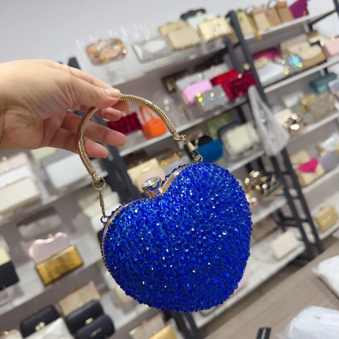 New heart-shaped diamond-embellished crossbody bag for womenminiAcrylic evening shoulder handbag