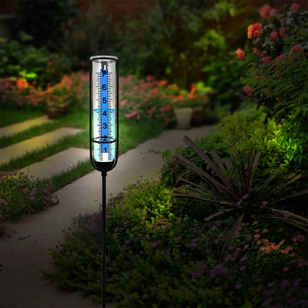 Rain Measure Gauge with Stake Adjustable Height Accurate Rain Gauge Freeze Proof Transparent Rain Measure Gauge for Outdoor Yard