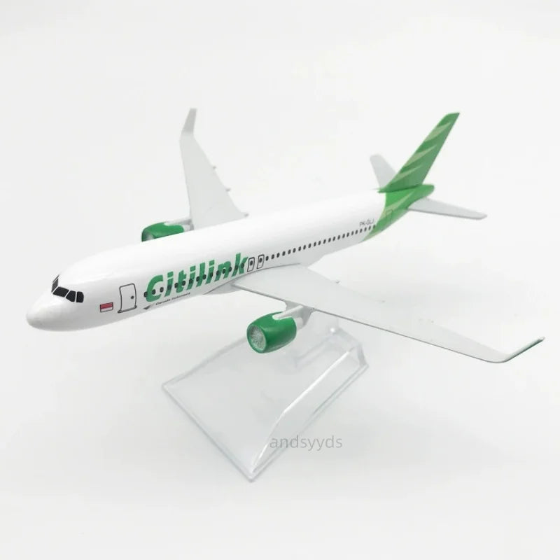 16CM Airplane Model A320 Indonesia Citilink Airways Alloy Metal Model Planes Toy Airplane For Children Collectible Desk