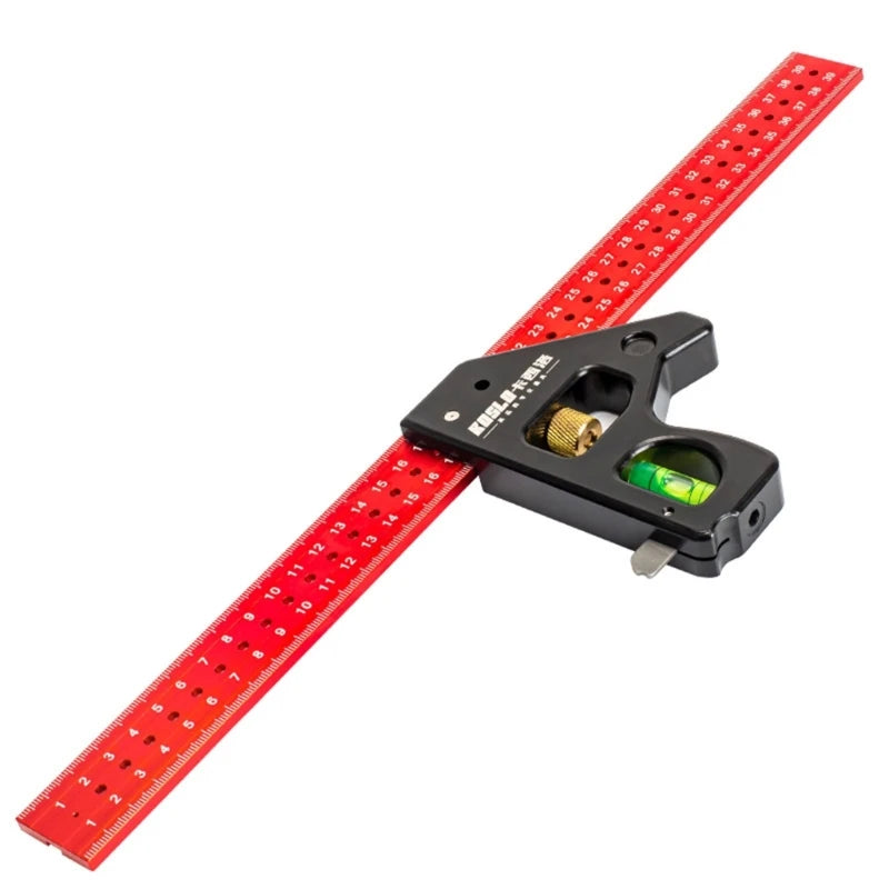 Heavy Duty Woodworking Combination Angles Ruler Aluminum Alloy Ruler 90/45 Degree Measuring Tool with Level & Needle