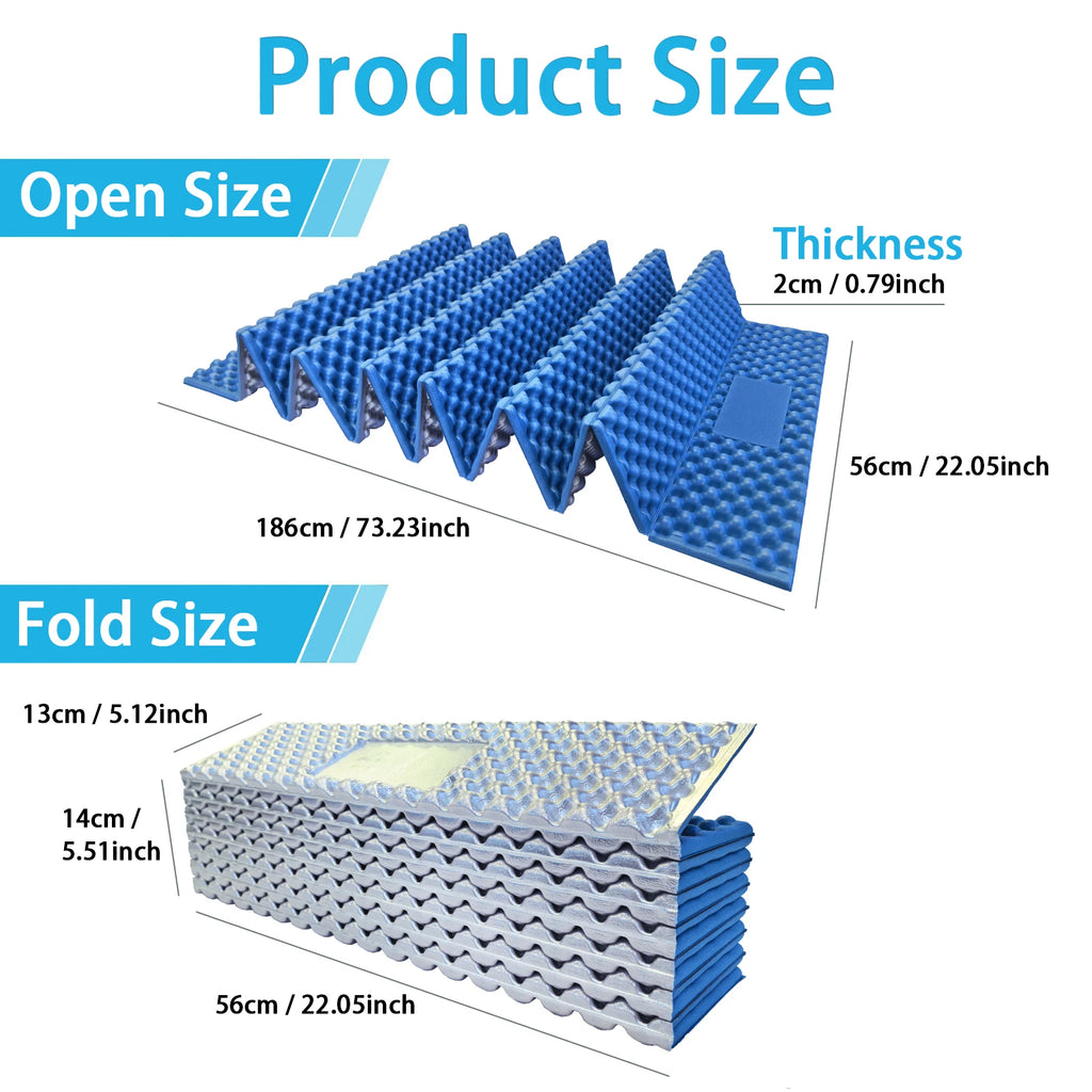 Portable Foldable Egg Crate Foam Pad Thickened Aluminum Foil Sleep Mat Moisture Proof Insulation Mat for Travel Picnic Camping