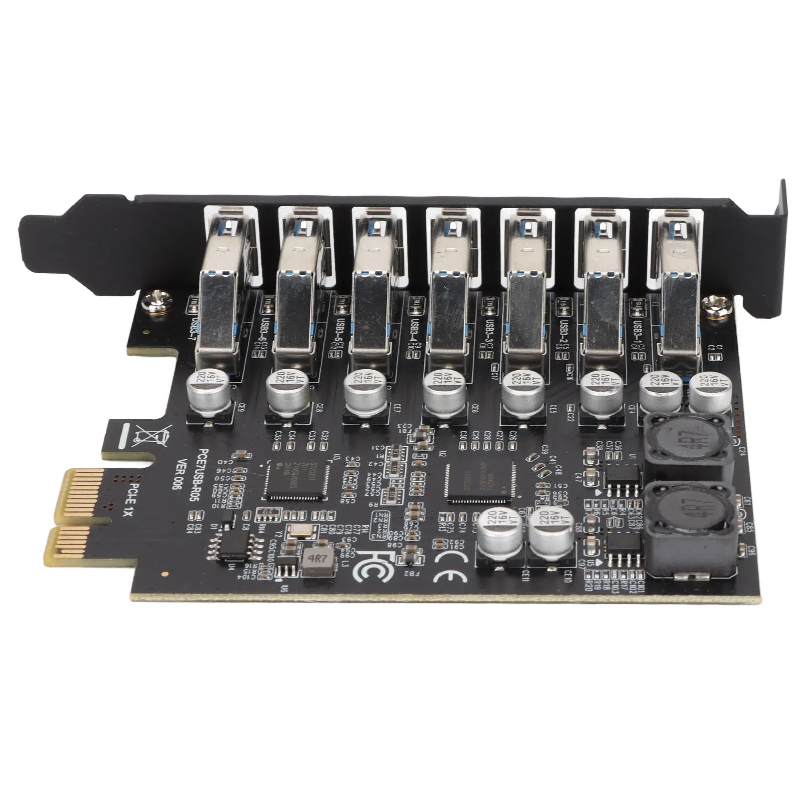 7 Port PCIE Expansion Card 7 Ports USB 3.2 GEN1 5Gbps High Speed Transmission Stable Power USB 3.2 GEN1 Front Expansion Card