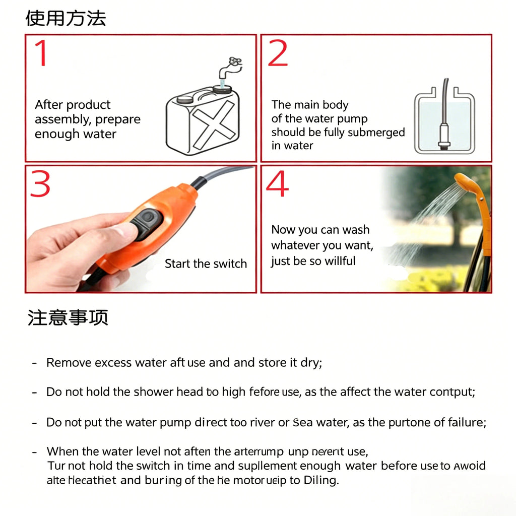12V Portable Car Wash Pump High Pressure Electric Washer Gun for Outdoor Camping Pet Bathing Travel Cleaning