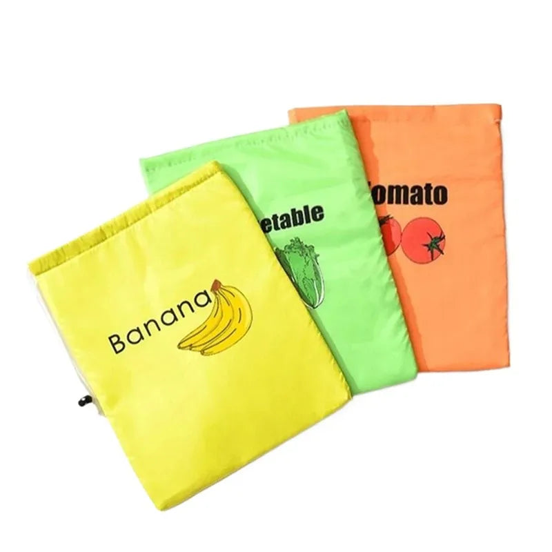 Fruit Vegetables Storage Bag Insulated Shockproof Fresh Keeping Drawstring Pouch for Lettuce Banana Preserve Organizer
