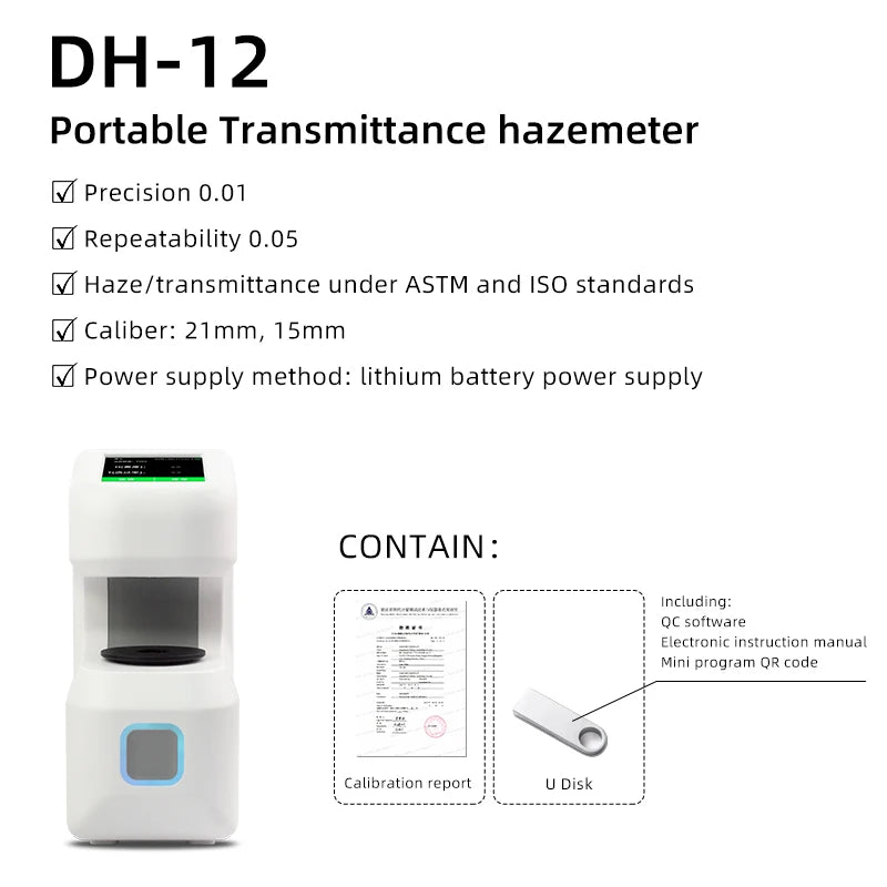 CHNSpec Handheld Haze Meter DH Series Thin Film Plastic Diffusion Plate Transmittance Portable Transmittance Haze Meter