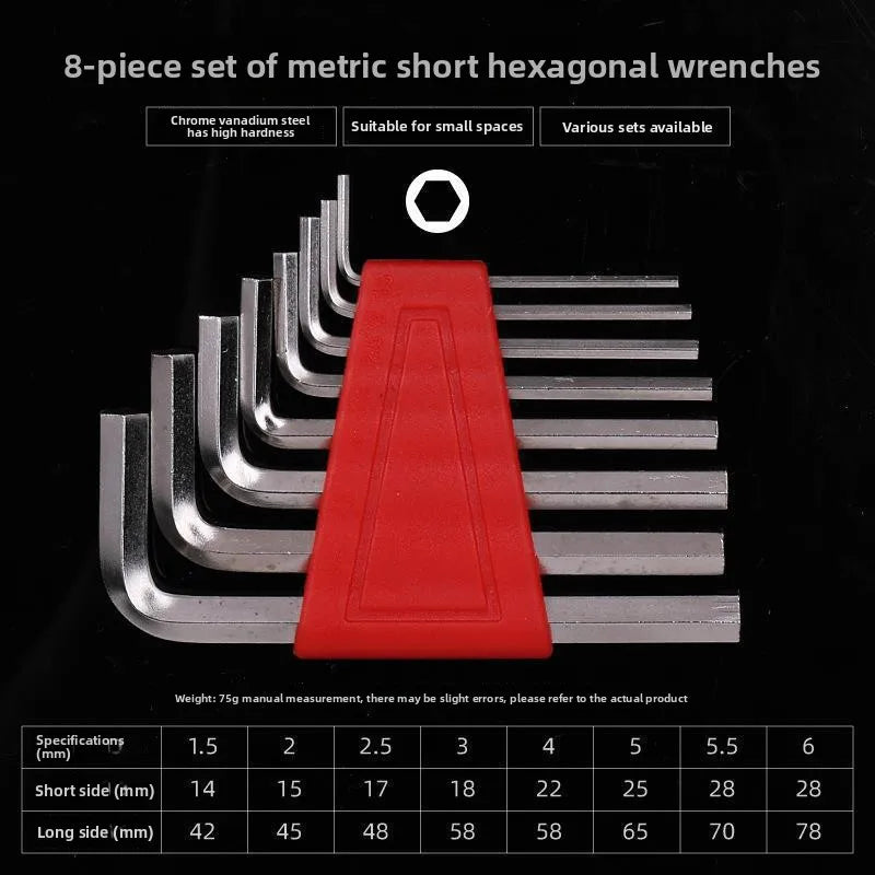 Hexagonal Wrench Set, Metric And Imperial, Short Handle, Ball Head, L-Shaped Wrench Tool