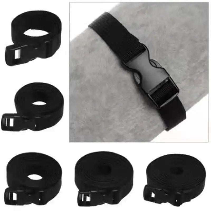 2pcs Travel Tied Black Durable Nylon Cargo Tie Down Luggage Lash Belt Strap With Cam Buckle Travel Kits Outdoor Camping Tool