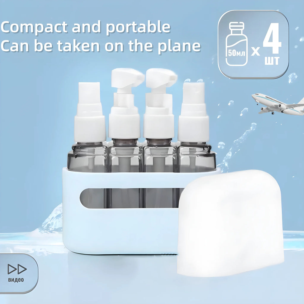 4 In 1 50ml Travel Bottle Set Combination Shampoo Shower Gel Hand Wash Lotion Spray Empty Bottle Travel Kit Accessories