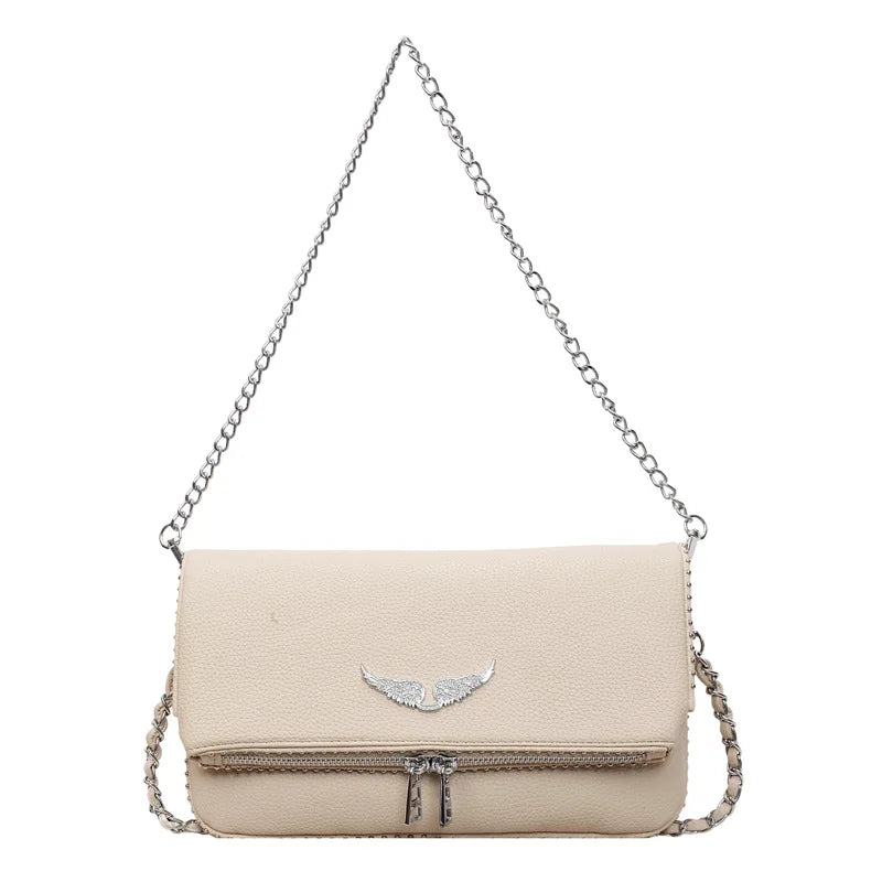 2026 New French Style Chain Clamshell Crossbody Bag Classic Versatile Shoulder Messenger Bag for Women with Wristlet