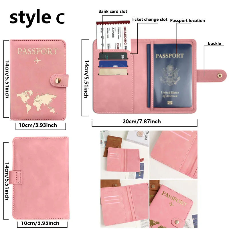 Leather Passport Holder Covers Case for Travel Essentials Credit Card Wallet Passport Book for Women/Men Buckle Passport Cover