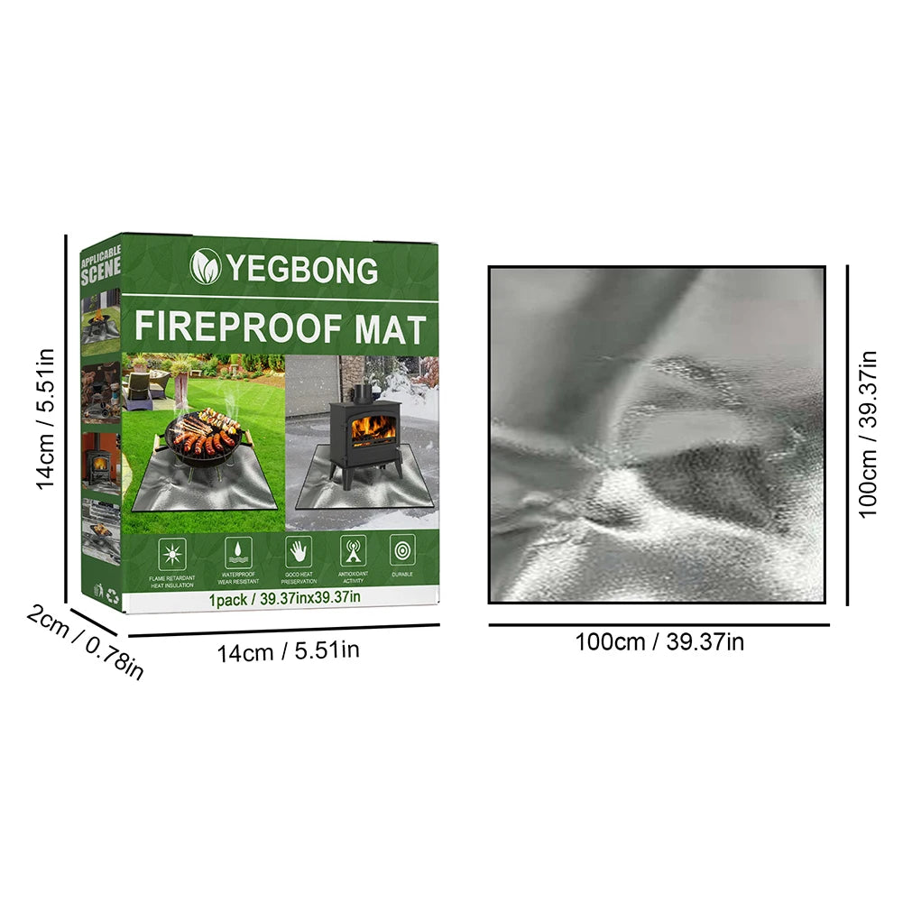 Grill Mat Heat Resistant Griddle BBQ Mat 3 Layers 100cmx100cm Large Fire Pit Mat Easy To Clean for Grass Outdoor for Deck Patio