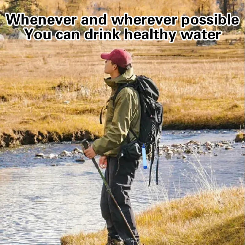 1/2/4/5pcs 396 Gallons Outdoor Personal Water Filter 0.01Mi 4-Stage Filtration System Portable Water Purifier Survival Straws