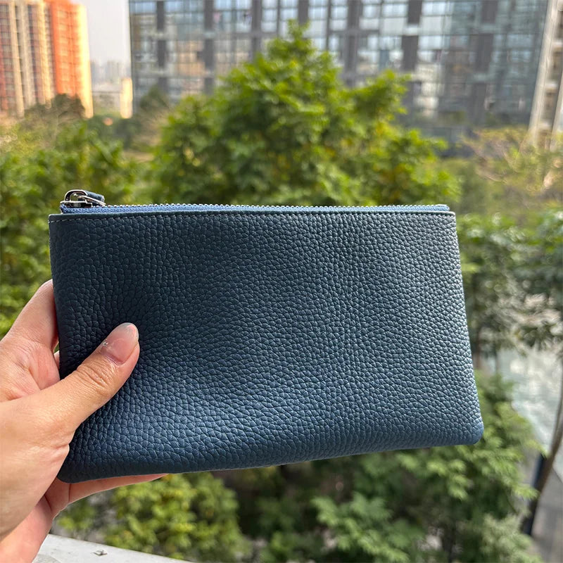 Genuine Top Cow Leather Fashion Women Small Wallet For Ladies Zipper Card Purse Key Storage Bag High Quality Short Wallet Female