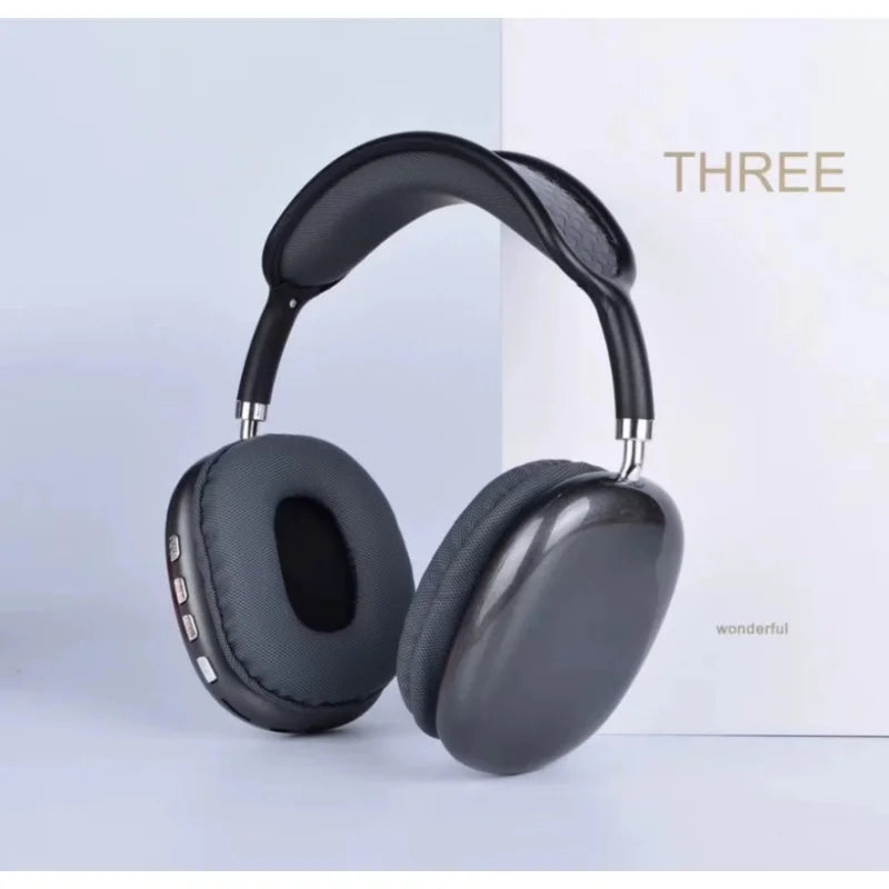 P9 Plus Max Overhead Wireless Bluetooth Earphones Noise-Canceling Long Standby Card-Slot Large Cushioned Ear Covers for Comfort