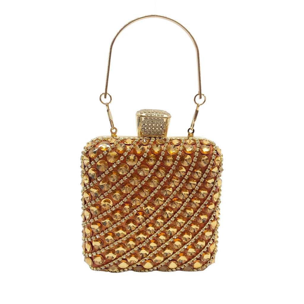 New Woman Bling Gems Evening Clutch Bags Lady Gold/Purple/Blue Diamonds Party Handbag Wedding Bag Bridal Handbags Crystals Purse