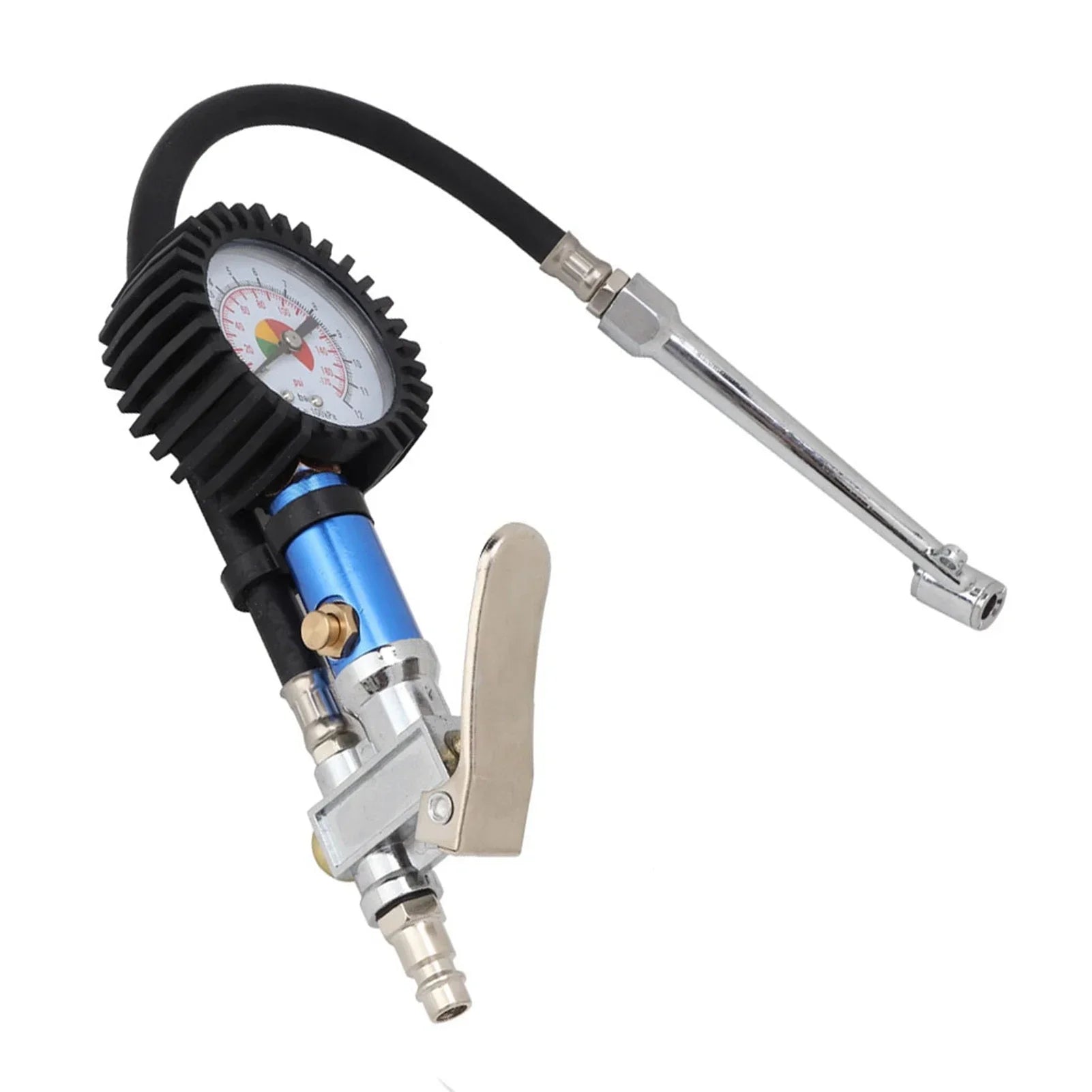 Inflator Gun Tire Inflator Gauge Pump Gun 12  Self clamping Tire Inflator with Air Pressure Gauge and Quick Air Connector