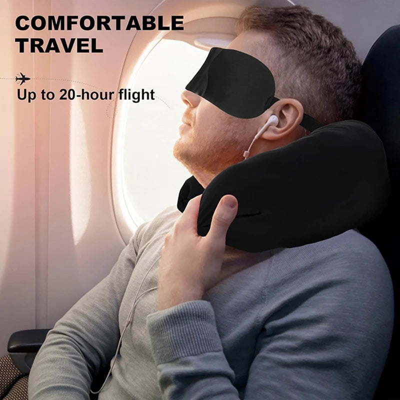 Portable Fillable Neck Pillow Space-saving Neck Travel Cushion Travel Pillow Neck Support Flight Travel Accessories