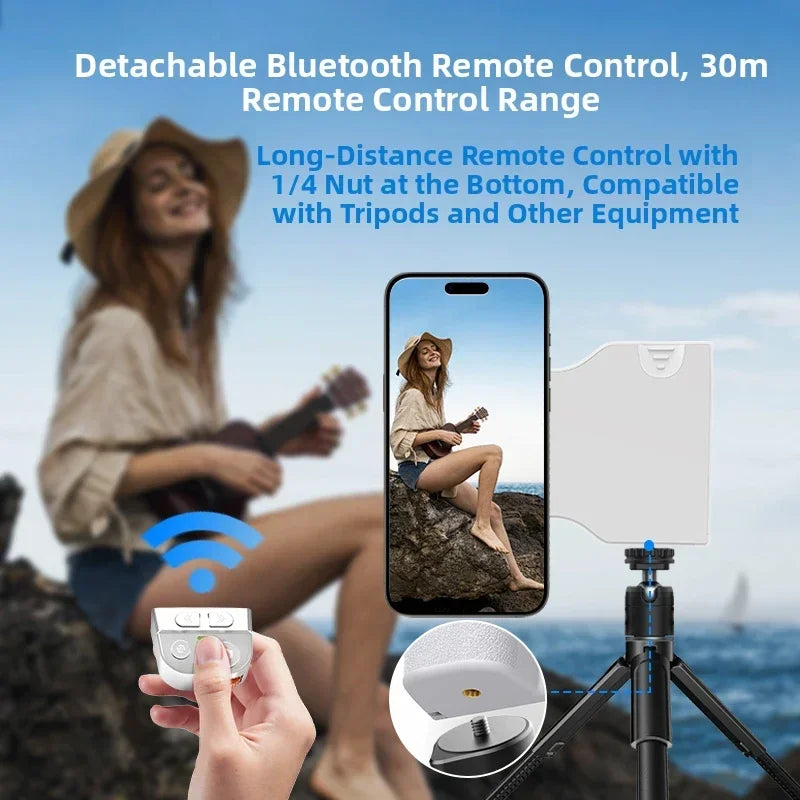 Magnetic Bluetooth Phone Camera Grip, Remote Control with Fill Light Zoom & Shutter Button