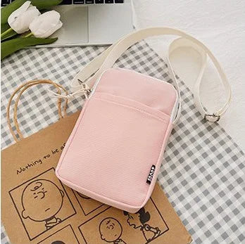 New Fashionable Mini Phone Pouch Square Vertical Tote Bag Simple Shoulder Bag Portable Lightweight Canvas Coin Crossbody Bag