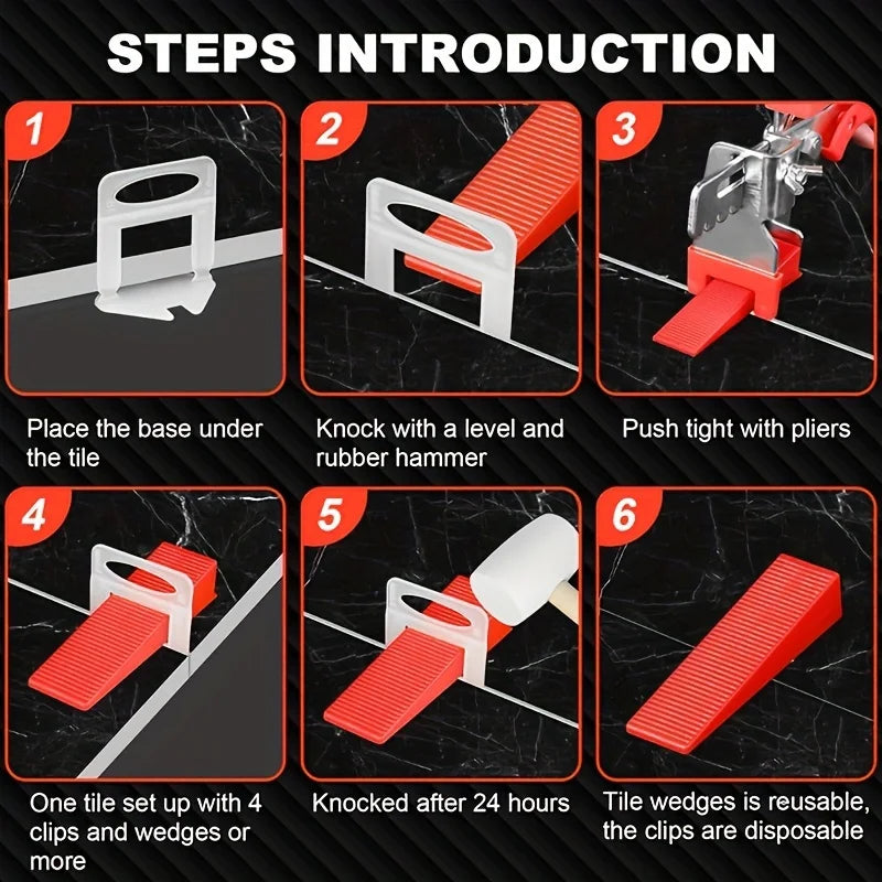 270Pcs Clips and 90Pcs Plastic Tile Leveling System with 1 Pliers Tool (Also Available as Individual Accessories) - Reusable Wedges, Professional Spacing and Alignment Kit, for Ceramic Floor and Wall Tile Installation