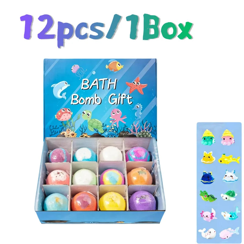 Children’s  Bath Bombs Set Bath Gift with Hidden Toys Safe Ocean Bubble Bath Perfect for Sensory Play Bathtime Fun