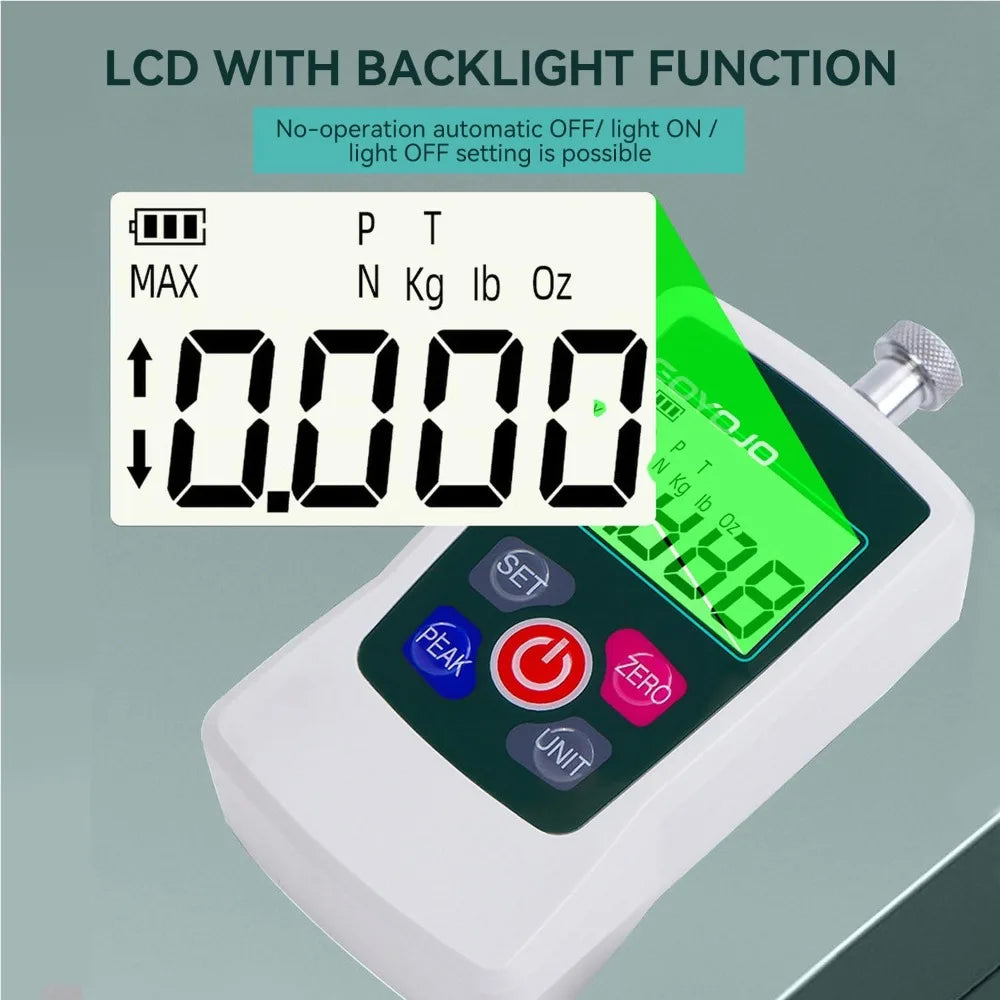 500N Digital Force Gauge High-Precision Push-Pull Meter for Tension & Compression Testing (N, Kg, Lb, Oz) for Material Testing