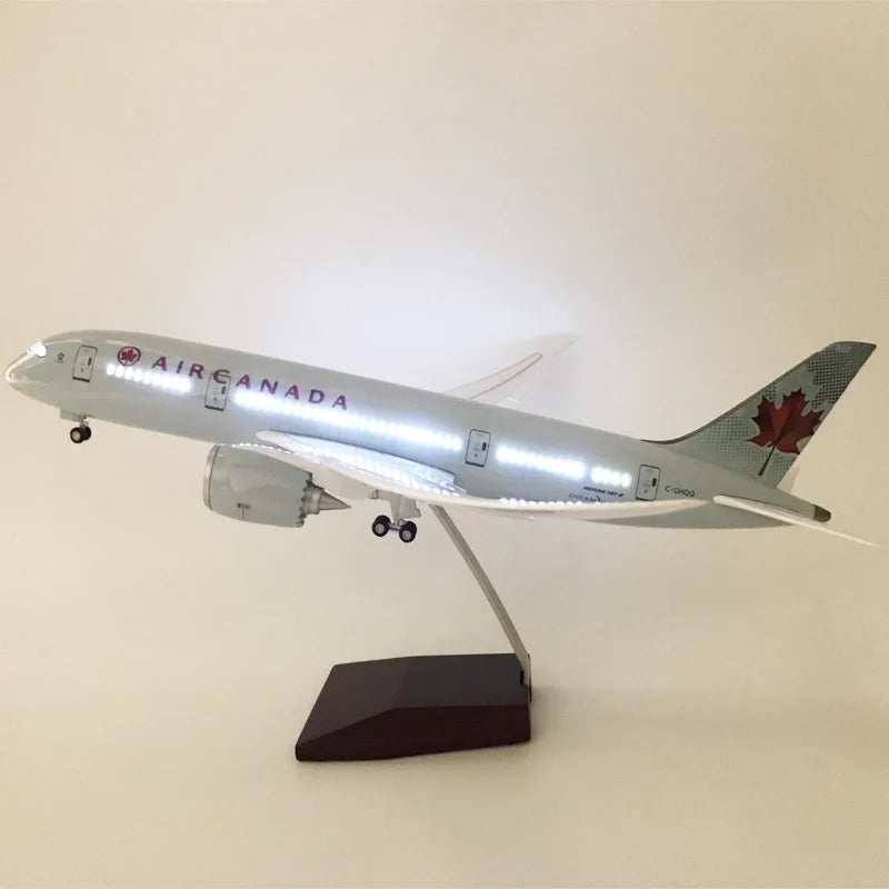 Toy Airplane Model B787 Canada Airline Aircraft 1/130 Scale 43cm Diecast Resin Model Kit With Lights Landing Gear Static Display