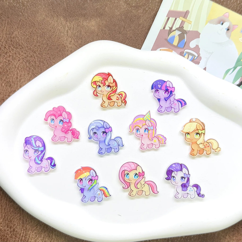 10pcs Cartoon Cute Super Q Pony Acrylic Hair Clip Side duckbill Clip Girl Headwear Small Broken Hair Hairpin