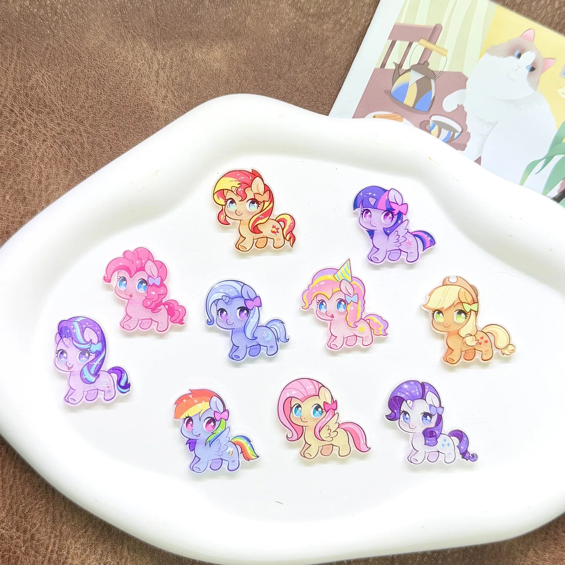 10pcs Cartoon Cute Super Q Pony Acrylic Hair Clip Side duckbill Clip Girl Headwear Small Broken Hair Hairpin